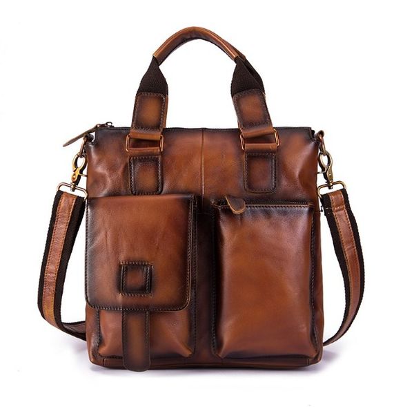 

13inch genuine leather cow skin men large capacity lapbags briefcase bags