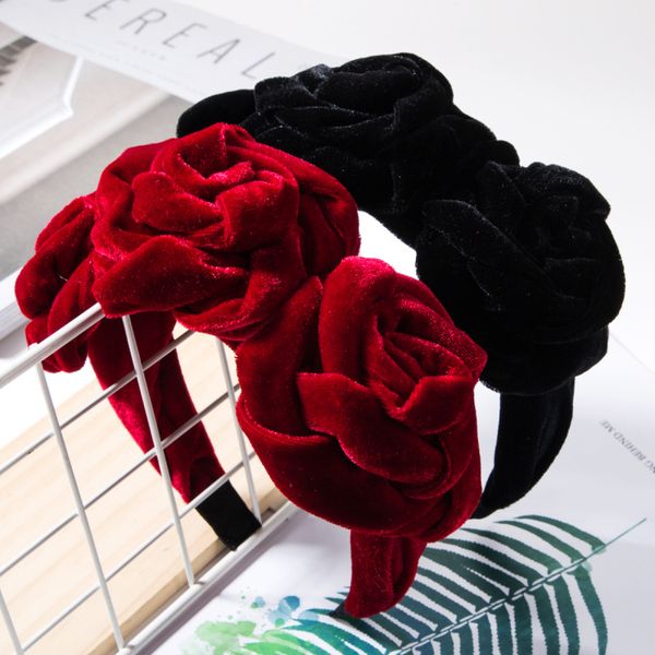 

find me new red velvet headband for women creative multilayer flower hair band 2019 fashion hair jewelry accessories wholesale, White;golden