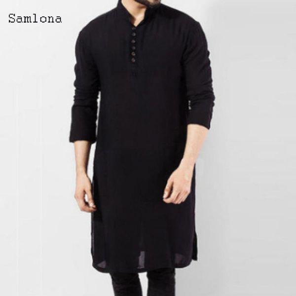 

2020 summer casual мужские рубашки хлопка с длинным рукавом стенд воротник vintage tops пакистанские одежда мужские рубашки плюс размер 5xl, White;black