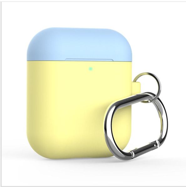 

mixed color for apple airpods cases silicone soft ultra thin protector airpod cover earpod case anti-drop with hook retail box dhl shipping