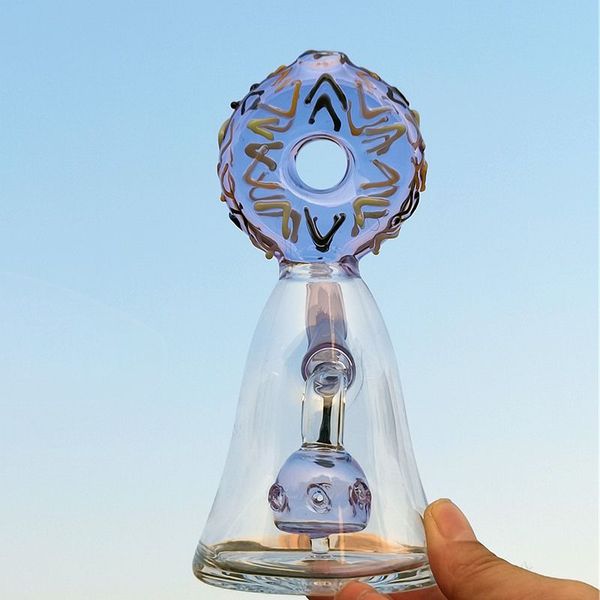 

Горячий разрезанный пончик уникальный Бонг пьянящий стеклянные бонги белый розовый фиолетовый масляный мазок Буровая установка 14 мм женский сустав белый розовый фиолетовый водопроводные трубы