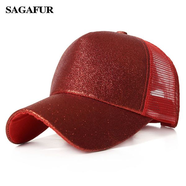 

2019 ponytail baseball cap women messy bun snapback summer mesh hats casual sport sequin caps drop shipping hat cap, Blue;gray