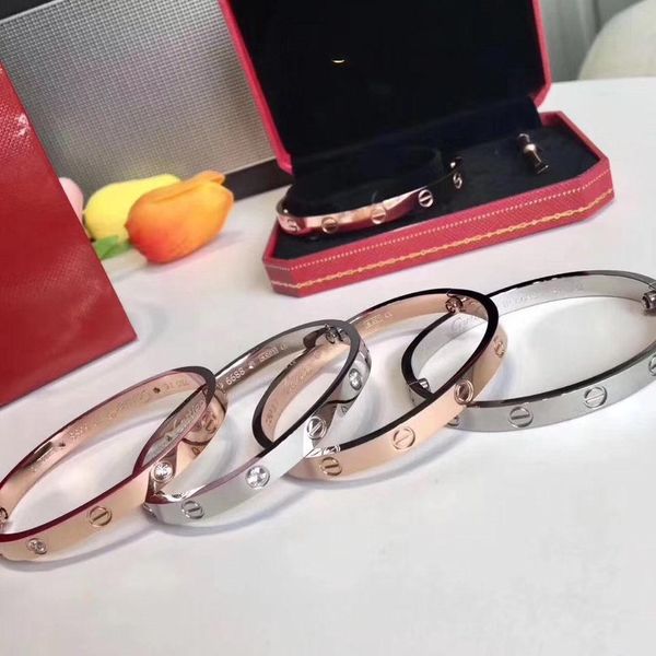 

love luxury design bracelet gaoping titanium steel bracelet for couples bracelet provide box fashion jewellery supply, Black