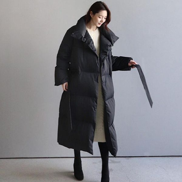 

hooded long parka women 2019 new elegant thick warm winter coat female ladies down jacket korean cotton padded outwear plus size, Black