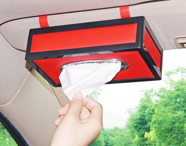 

car napkin holder hanging tissue box auto sunshade storage boxes microfiber leather sun visor tissue paper holders