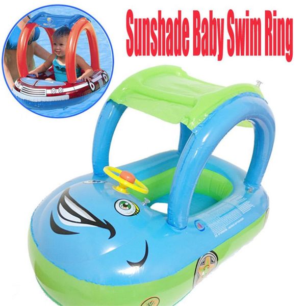 

2018 summer new sunshade baby infant children kids float seat car flamingo boat inflatable swim pool accessories floating ring