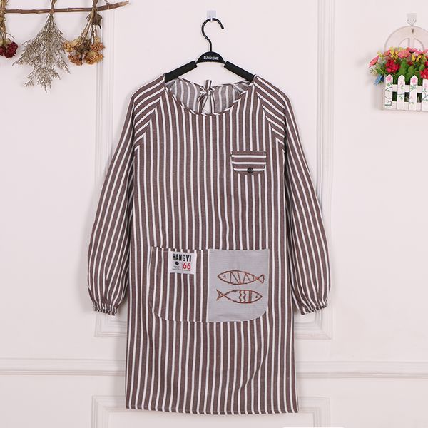 

plus kitchen fashion korean version of women's long-sleeved cooking cotton smock apron waterproof and oil-proof