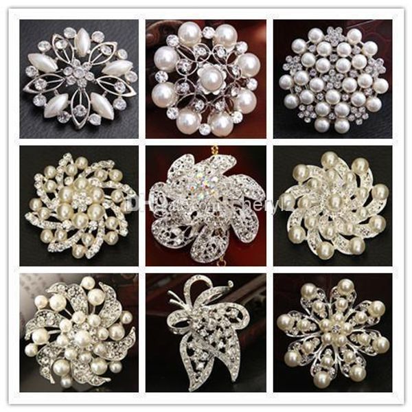 

невеста различные стили свадебный букет имитация pearl брошь серебряный rhinestone цветы броши pins рождественский подарок 1221, Gray