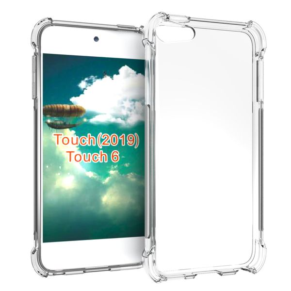 TPU transparente claro à prova de choque com quatro canto capa protetora de capa compatível para iPod Touch 5, toque 6, toque 7