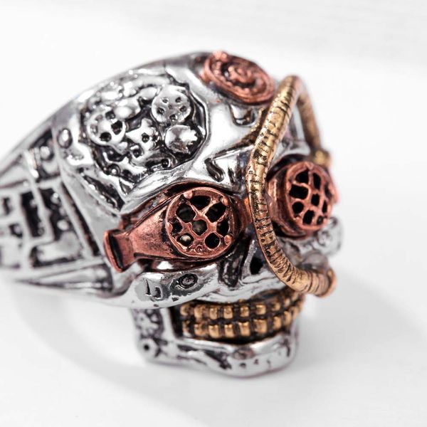 

hip hop rings прохладное готическое кольцо с резьбой из нержавеющей стали кольцо с черепом, Silver