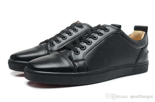 

designs shoes spike junior calf suedue low cut red bottom sneaker luxury party wedding shoes genuine leather spikes lace-up casual shoes, Black