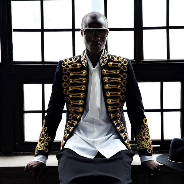 

men stylish blazer black gold embroidery jacket coat nightclub male singer host costume european style c studio stage wears y191115, White;black
