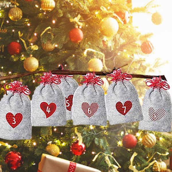 Christmas Gift Bag Felt Cotton Calendar Countdown Candy Storage