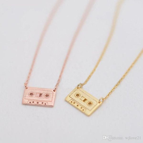 

fashion tape pendant necklaces beautiful classic nostalgic tapes music tape model pendant necklaces commemorate the youth of the necklaces, Silver