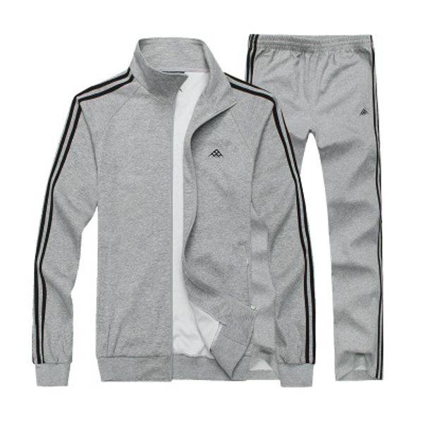 

mens designer tide brand casual suit mens youth trend thin sportswear plus fertilizer to increase sportswear males two-piece suit, Gray