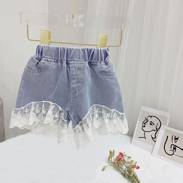 

girls lace shorts pants ' fashionable mesh lace stitching denim shorts children's baby fashionable comfortable pants summer, Blue