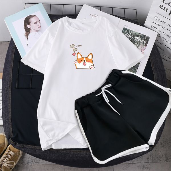 

women sport suit fitness sports clothing t shirt with shorts 2 pieces set workout set running training tracksuit sportswear, White;black