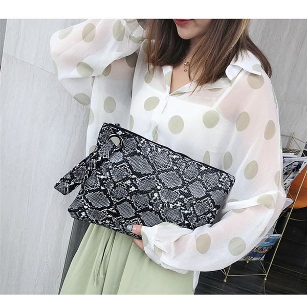 

fashion snakeskin printed faux leather clutch bag purse handbag for women