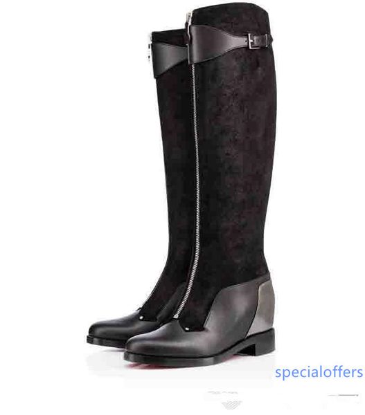 

2019 brand designer woman high heels pumps red bottom boots wedge long boots over the knee zepita women boots black red