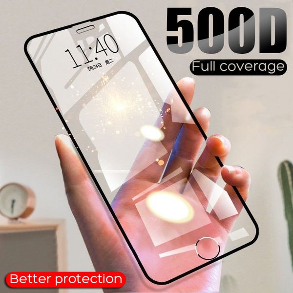 

500d full cover tempered glass for iphone 7 8 6 6s plus x xr xs max screen protector for iphone 11 pro max protective glass