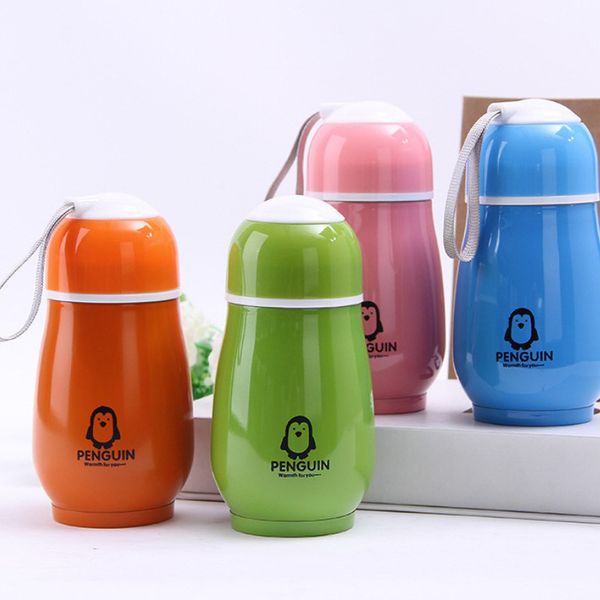 

4 colors 300ml kids penguin tumblers penguin stainless steel water bottle drinking bottles double wall vacuum insulated cups
