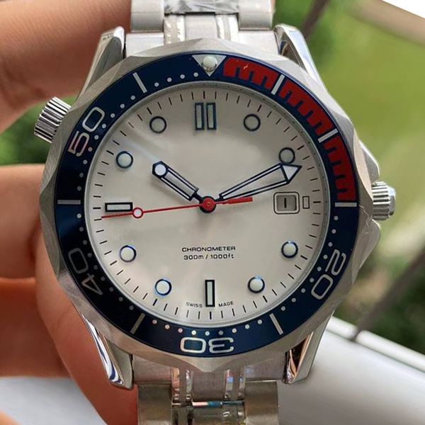 

luxury mens watches professional 300m james bond007 gray 3 colors dial relojes automatic movement watch steel rubber men's wristwatches, Slivery;brown