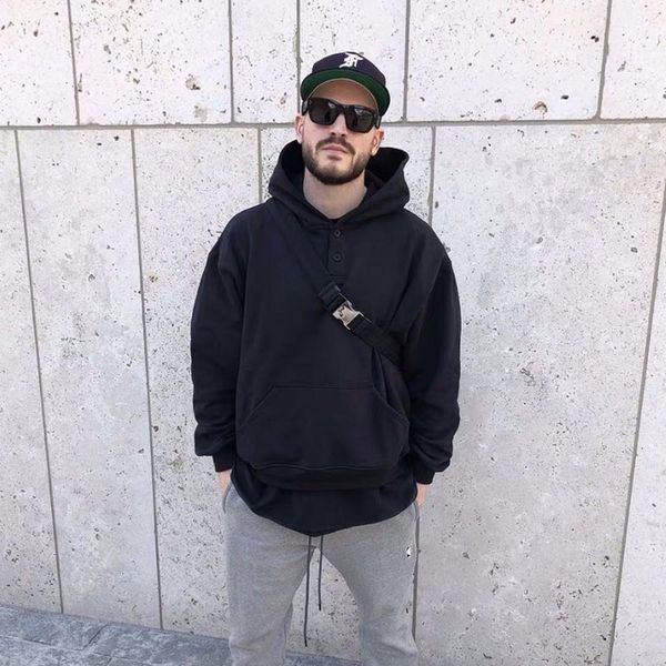 

19ss fear of god hoodies fog long sleeve thin sweater high street retro fashion loose hooded cotton women men's promotion, Black