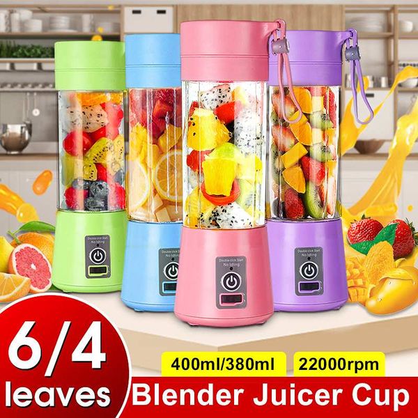 

480ml 4 blades portable electric fruit juicer home usb rechargeable smoothie maker blenders machine sports bottle juicing cup
