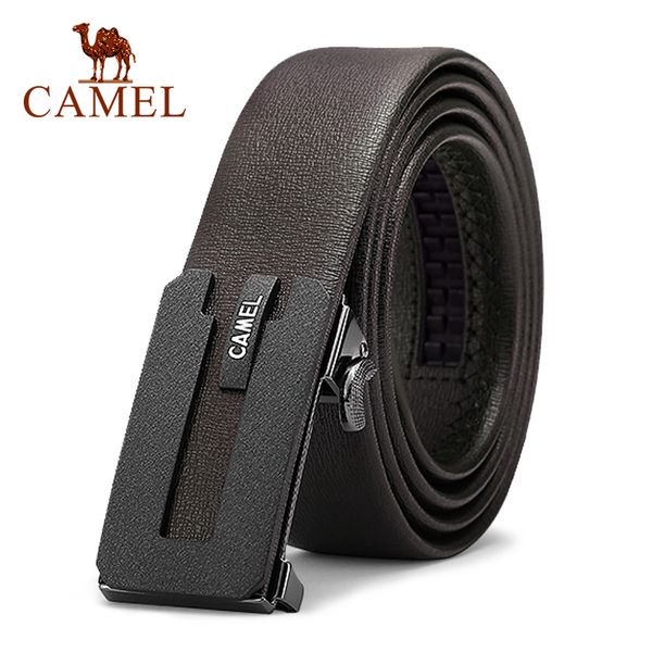 

camel fashion genuine leather belts for men black color metal automatic buckle strap male jeans cowboy, Black;brown