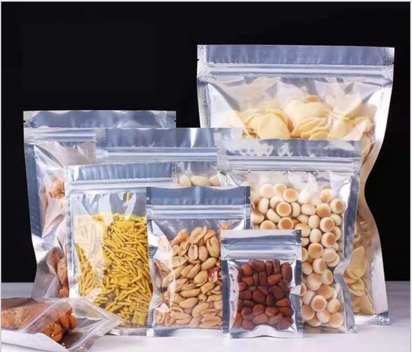 

Прозрачная многоразовая упаковка с запахом Mylar Bag Алюминиевая фольга Zip-Lock Закуски для еды Подарочная витрина Термосварка Ламинирующий пакет