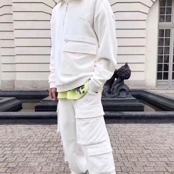 

T luxury logo dark print pullover weater pant treet fa hion retro men degigner women couple black white jogger uit t y tz005, Gray