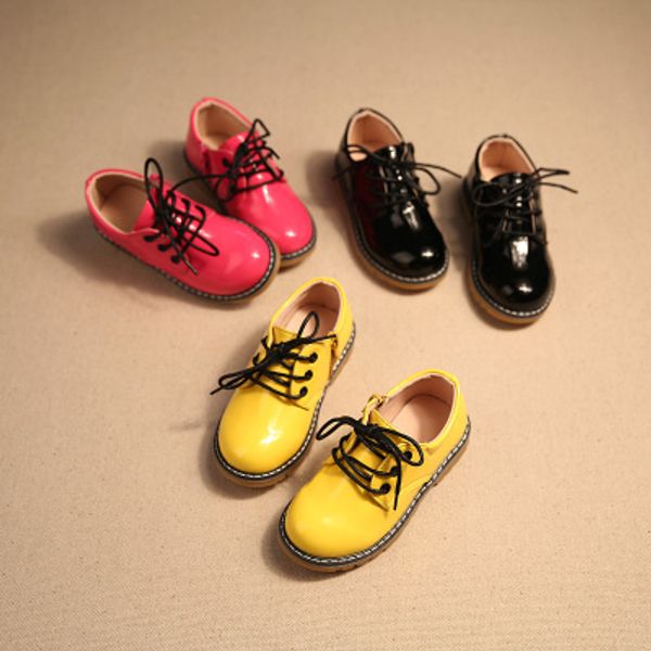 

school shoes for girls boys faux leather pu 2018 autumn fall black yellow kinder schoenen meisjes, Black;grey