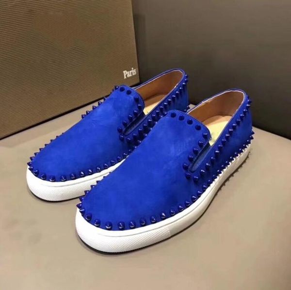 

new rivet embroidered casual shoes for men fashion slip on mens designer shoes 3 color 36-45 party shoes men women, Black