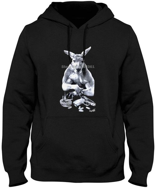 

nager funny australia smoking muscle kangaroo & gun all size men new hoodies sweatshirts, Black