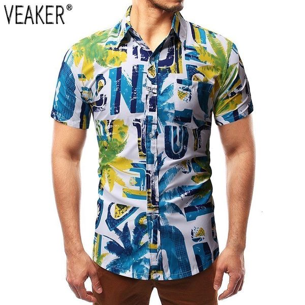

men's casual shirts 2021 men short mouw printed slim fit letter print shirt summer  -2xl, White;black