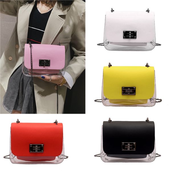 

30#women transparent versatile cute crossbody bag solid color shoulder bag small square borse da donna