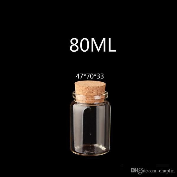 

80ml 47x70x33mm стеклянные бутылки флаконы баночки с корковыми пробками сообщение свадьбы желания ювелирные изделия партии сувениры