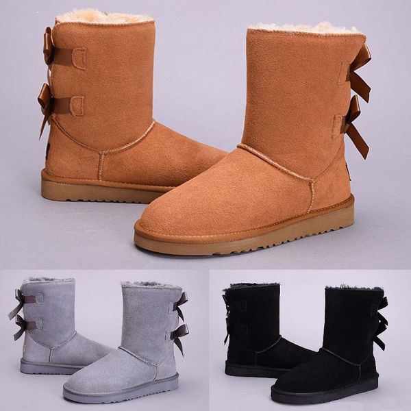 

new arrival wgg women boots short mini australia knee tall winter snow boots designer bailey bow ankle bowtie black grey 36-41