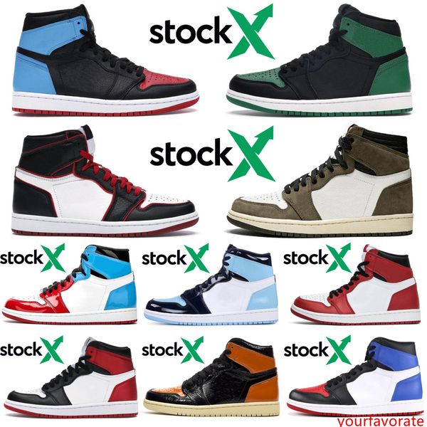 

2020 jumpman travis scott 1 1s stock x men women basketball shoes unc to chicago pine green bloodline athletic mens trainers sports sneakers