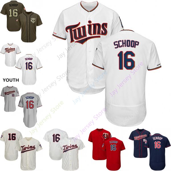 

Custom Minnesota 16 Jonathan Schoop Jersey Twins Jerseys Cool Base Flexbase White Black Red Grey Home Away Men Women Youth All Stitched