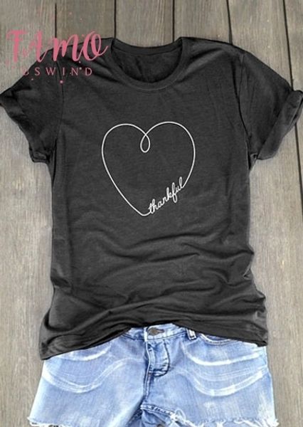 

женская мода cute t рубашка с коротким рукавом лето благодарные сердца с коротким рукавом женский t shirt 2018. повседневный t рубашка женск, White