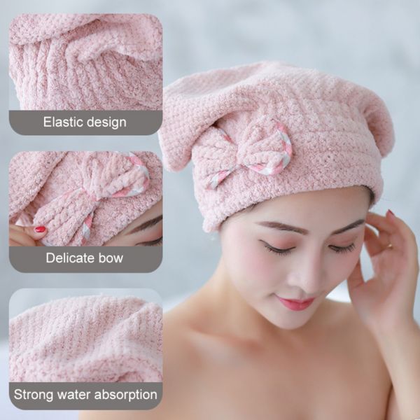 

microfiber hair turban quickly dry shower cap hair shower hat super absorbent wrapped towel bathing cap for lady