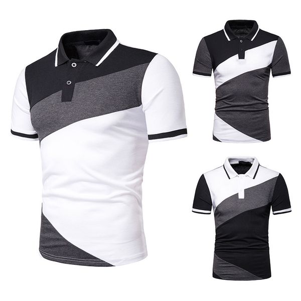 

new style summer men stripes joint ouma short sleeve polot shirt d45, White;black