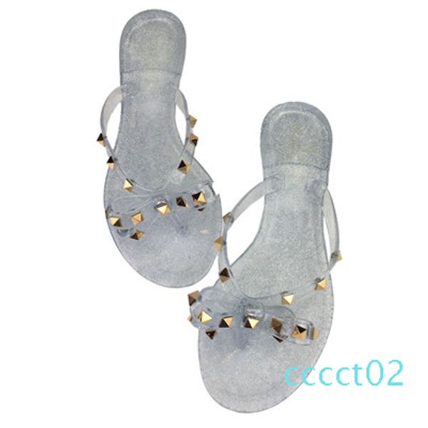 

2019 моды женщины сандалии плоских желе обувь bow v флип-флоп шпильки пляж обуви лета заклепки тапочки сандалии обнаженная ст2, Black