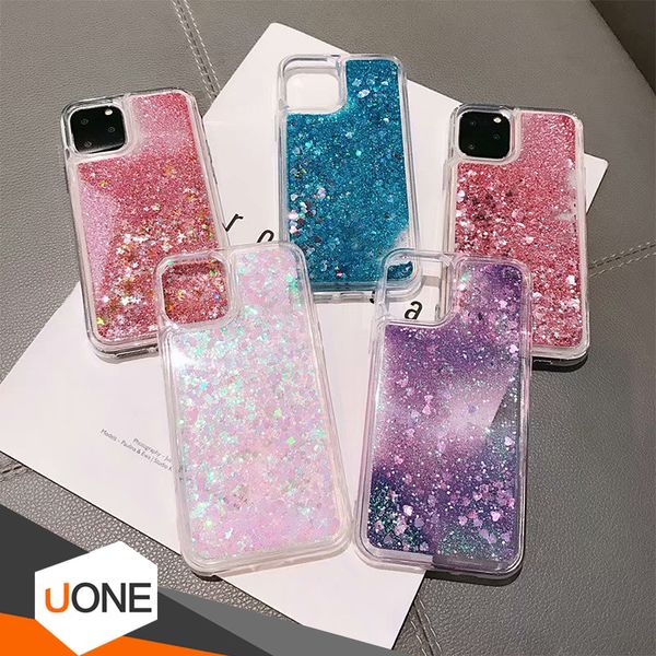 Custodie per telefoni liquidi Cover per sabbie mobili glitterate per iPhone 11 Pro Max 8 7 6 6S Plus Custodia protettiva per cover per telefono Sunshine