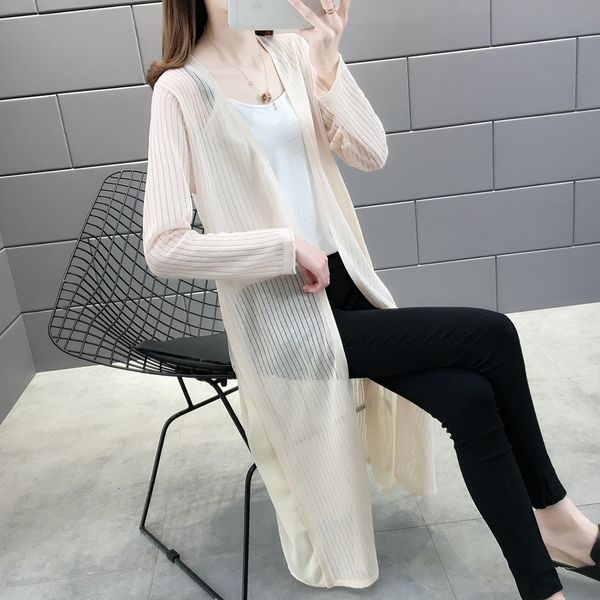 

15711 new medium and long style solid color ice silk sunscreen 42, White