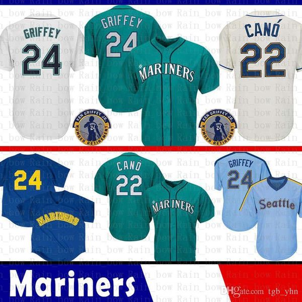 

cheap Top quality Seattle Jersey Mariners 22 Robinson Cano 24 Ken Griffey Jr. Baseball Jerseys mens adult Embroidery Logos