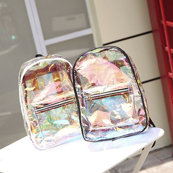 

fashion new woman backpack transparent jelly bag large capacity travel student bag outdoor for 2019
