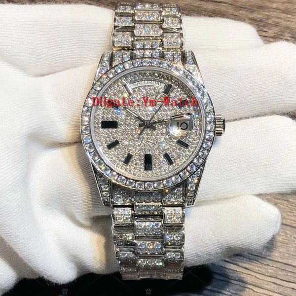 

Роскошные полный Алмаз австрийский Алмаз часы высокое качество 2836 Автоматическая дата День водонепроницаемый 36 мм механические часы 316 нержавеющая сталь