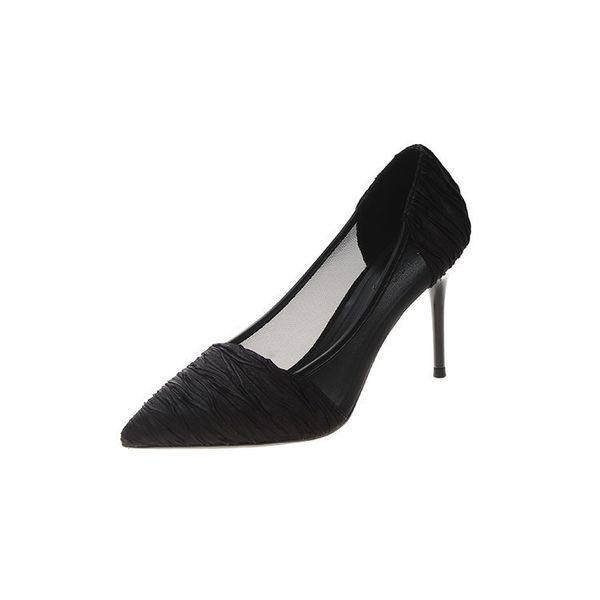 

french girl high heels 2019 new the wild fashion pointed stiletto net red single shoes female tide shoes, Black